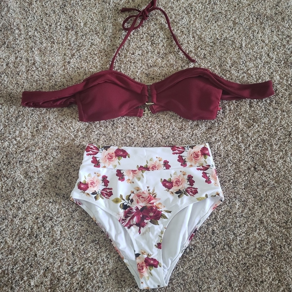 Cupshe Red and Floral Bikini